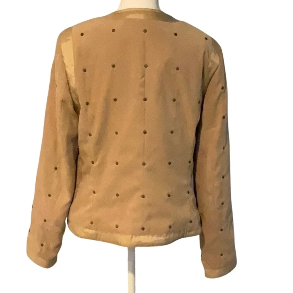 Doncaster Women's Quilted Faux Suede Gold Rivet‎ Studded Jacket zip up size 10